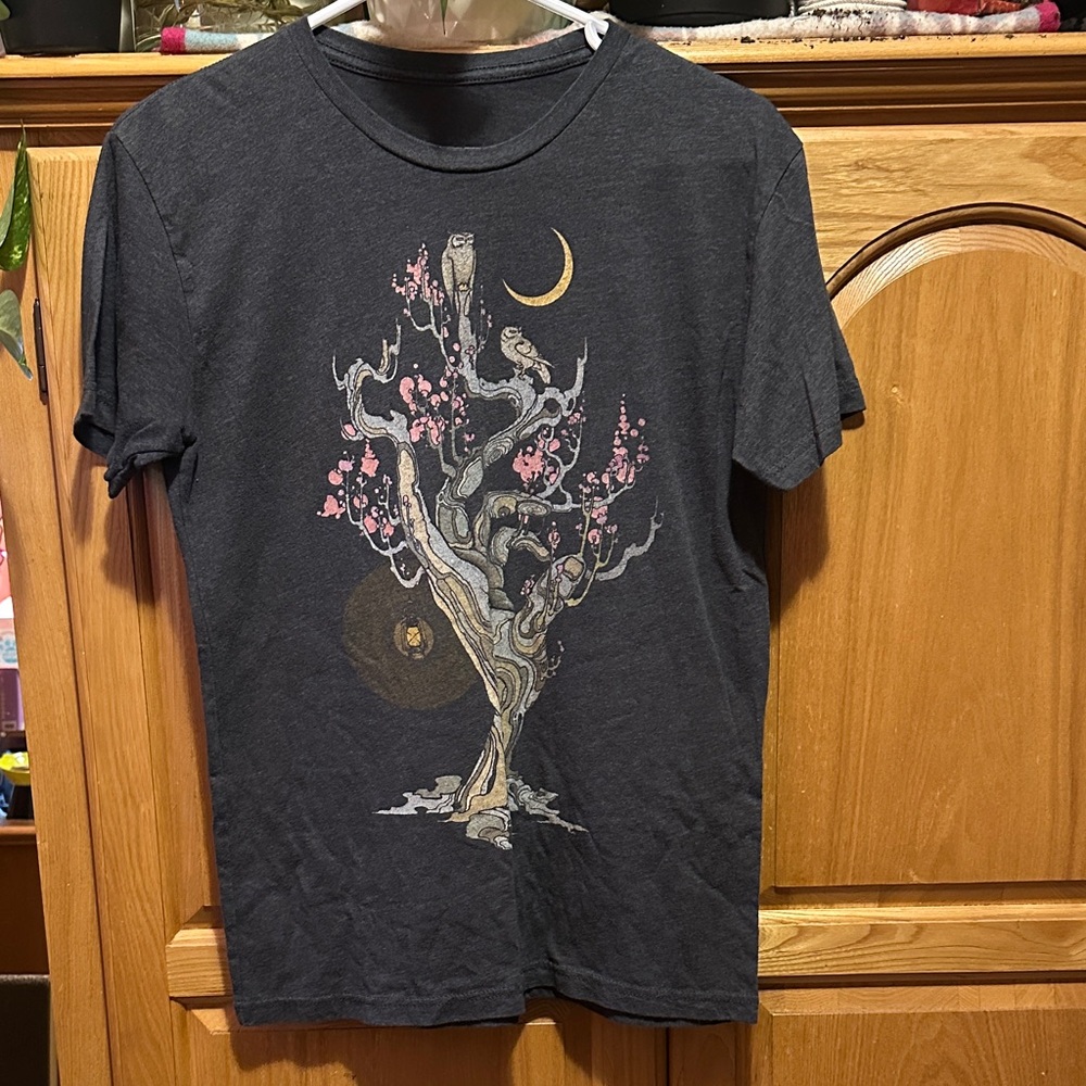 EARTHBOUND Black Tee with Pink and Gold Design